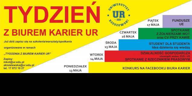 TYDZIEŃ Z BIUREM KARIER UR 13.05.2019-17.05.2019 TYDZIEŃ Z BIUREM KARIER UR 13.05.2019-17.05.2019